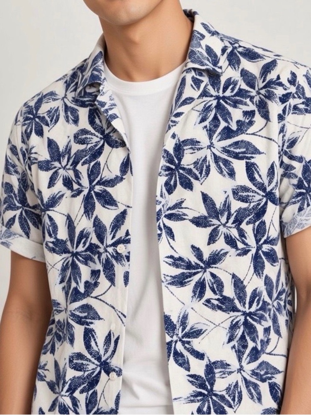Express Men’s Short Sleeve Button-Up Hawaiian Floral Shirt